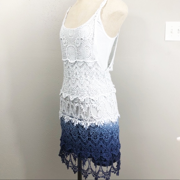 Dresses & Skirts - Blue Ombre open crochet sun dress size medium